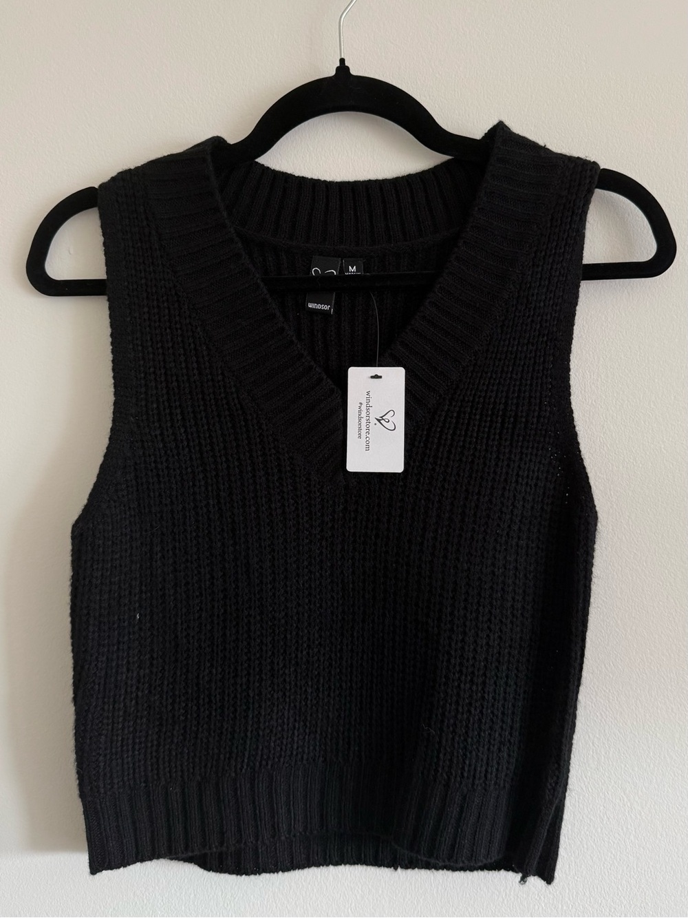 Windsor Black V-Neck Knit Sweater Vest